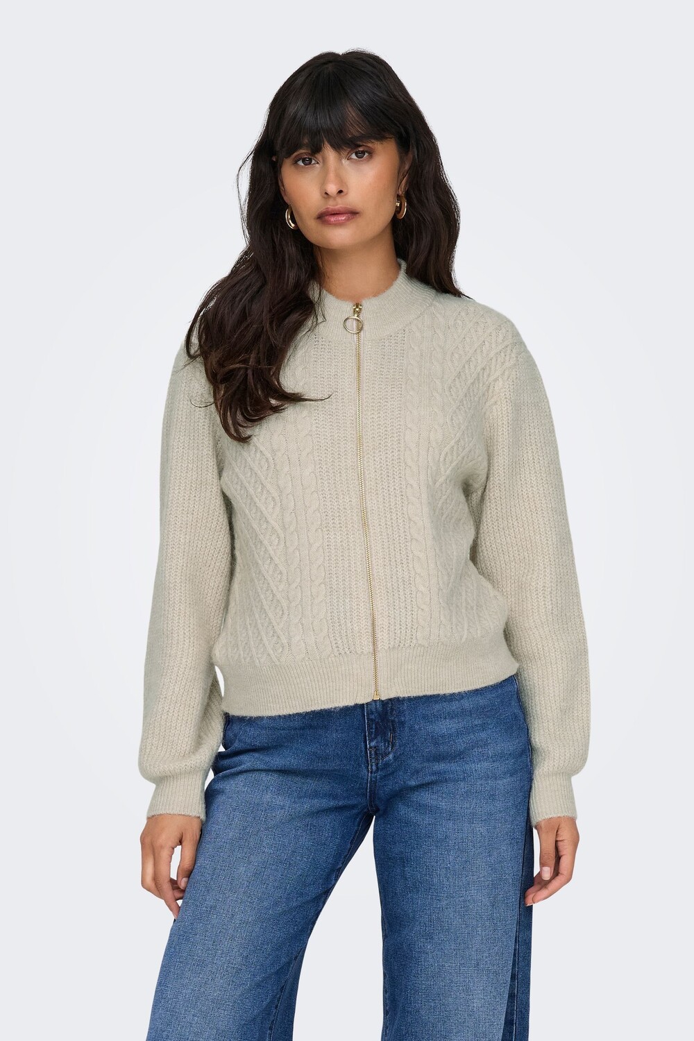 Вязаный кардиган с застежкой молнией спереди Only, бежевый
Вязаный кардиган с застежкой молнией спереди Only, бежевый