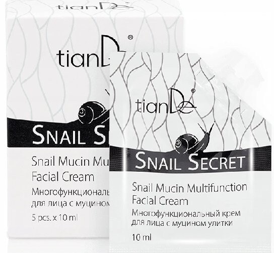 Многофункциональный крем для лица с муцином улитки Snail Secret Snail 5 шт x 10 мл Тианде, Tiande
Многофункциональный крем для лица с муцином улитки Snail Secret Snail 5 шт x 10 мл Тианде, Tiande