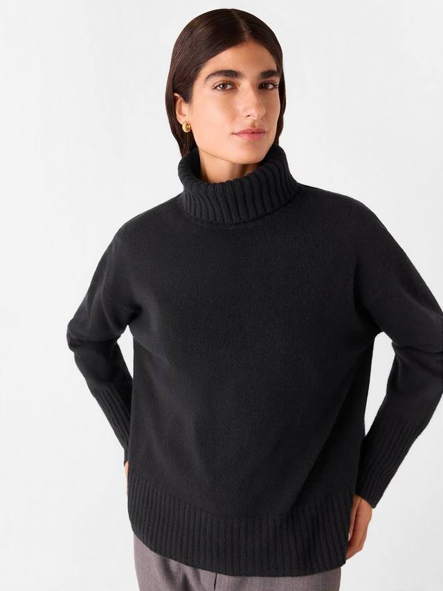 Джемпер с разрезом сзади из чистой шерсти с горловиной в рулон Whistles, черный
Джемпер с разрезом сзади из чистой шерсти с горловиной в рулон Whistles, черный