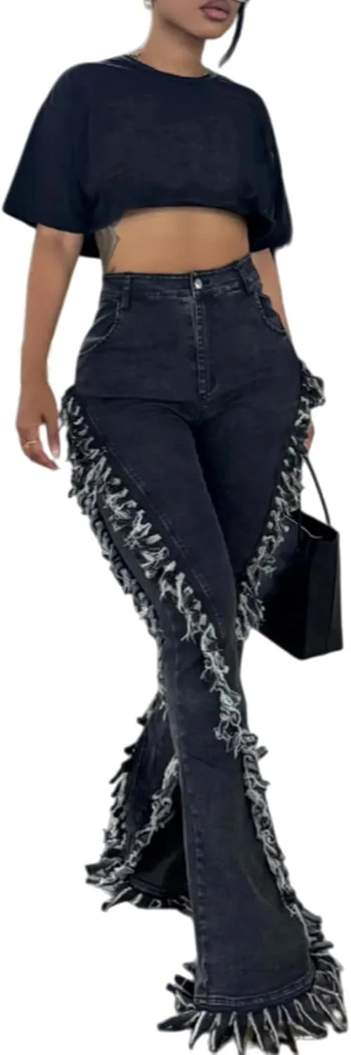 Женские джинсы Molisry с расклешенным низом и бахромой
Женские джинсы Molisry с расклешенным низом и бахромой