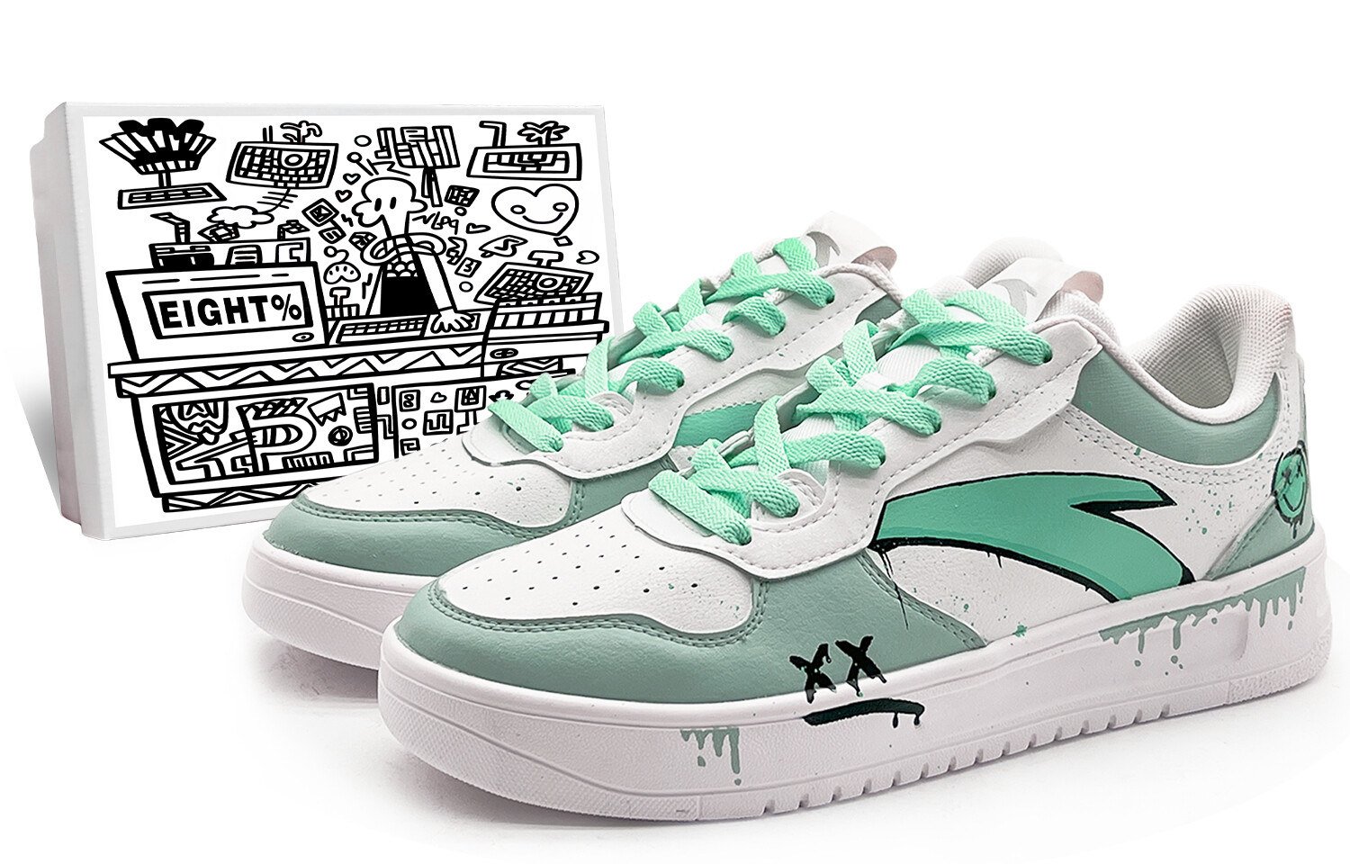 Кроссовки для скейтборда мужские низкие белый/голубой/черный Anta
Кроссовки для скейтборда мужские низкие белый/голубой/черный Anta