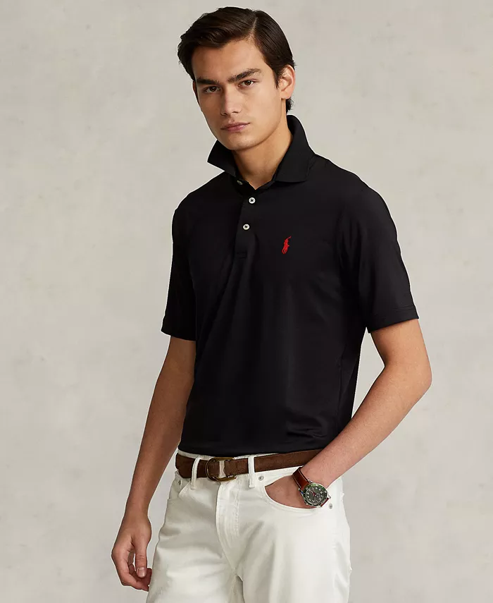 Мужская классическая поло из функциональной ткани Polo Ralph Lauren, черный 
Мужская классическая поло из функциональной ткани Polo Ralph Lauren, черный