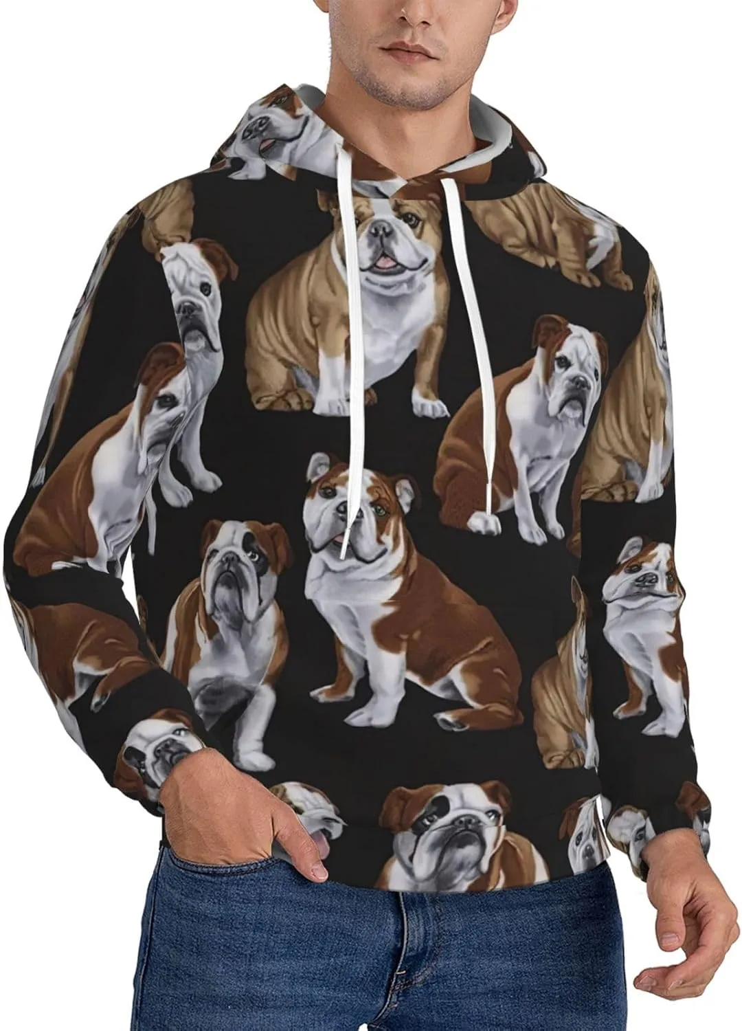 Мужская флисовая толстовка с капюшоном, черная, с принтом English Bulldogs SamLng
Мужская флисовая толстовка с капюшоном, черная, с принтом English Bulldogs SamLng