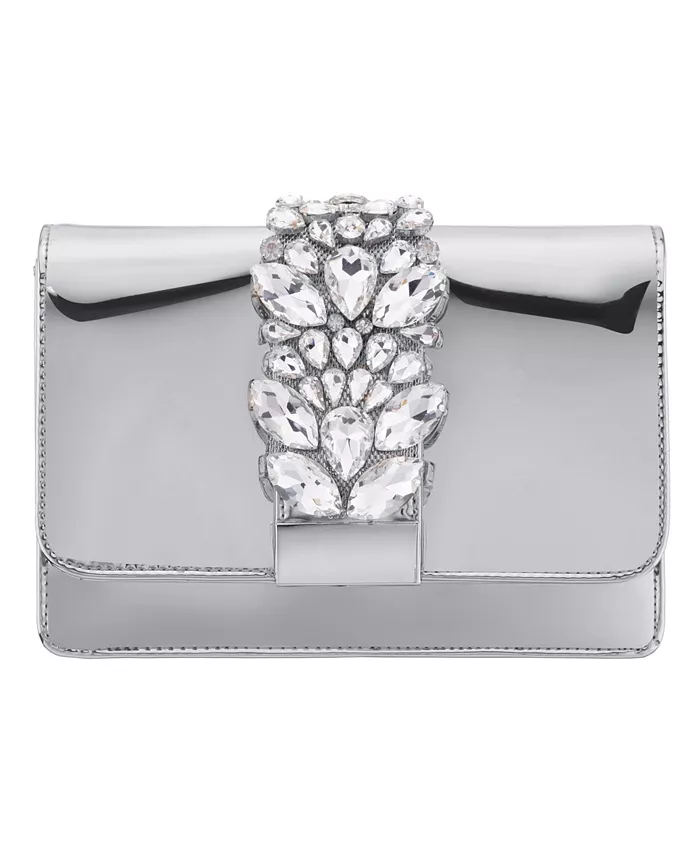 Клатч с кристаллами и клапаном из лаковой кожи Nina, серебряный
Клатч с кристаллами и клапаном из лаковой кожи Nina, серебряный