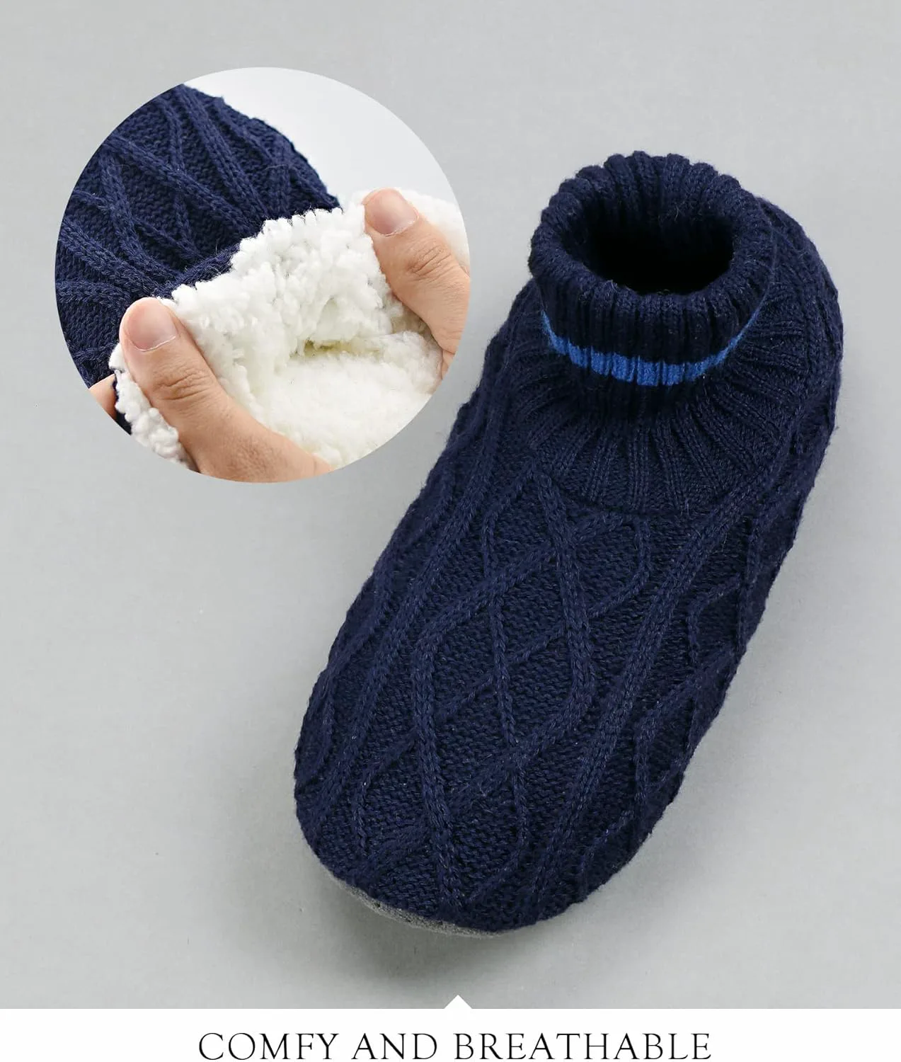 Носки-тапочки DICUIRD для мужчин, пушистые носки с подкладкой из шерпы и мягкой подошвой, уютные теплые домашние ботинки с нескользящей подошвой, зимние рождественские подарки для мужчин, темно-синий
Носки-тапочки DICUIRD для мужчин, пушистые носки с подкладкой из шерпы и мягкой подошвой, уютные теплые домашние ботинки с нескользящей подошвой, зимние рождественские подарки для мужчин, темно-синий