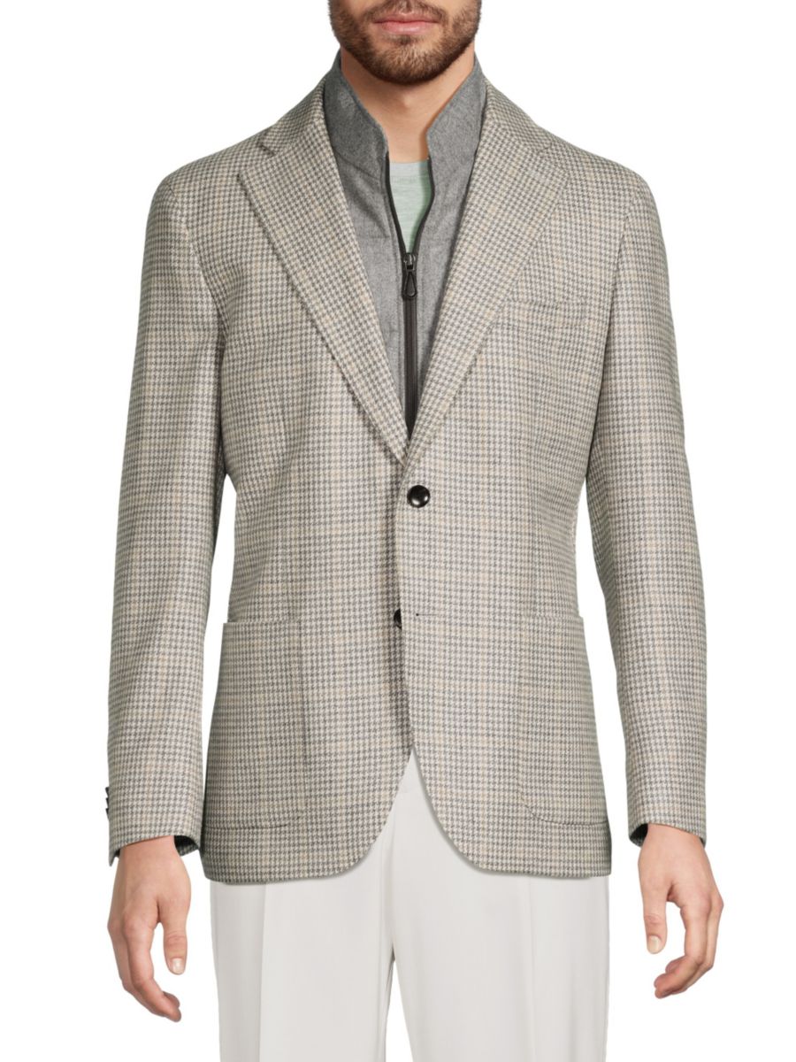 Блейзер из натуральной шерсти с узором гусиная лапка Lubiam, светло-серый
Блейзер из натуральной шерсти с узором гусиная лапка Lubiam, светло-серый