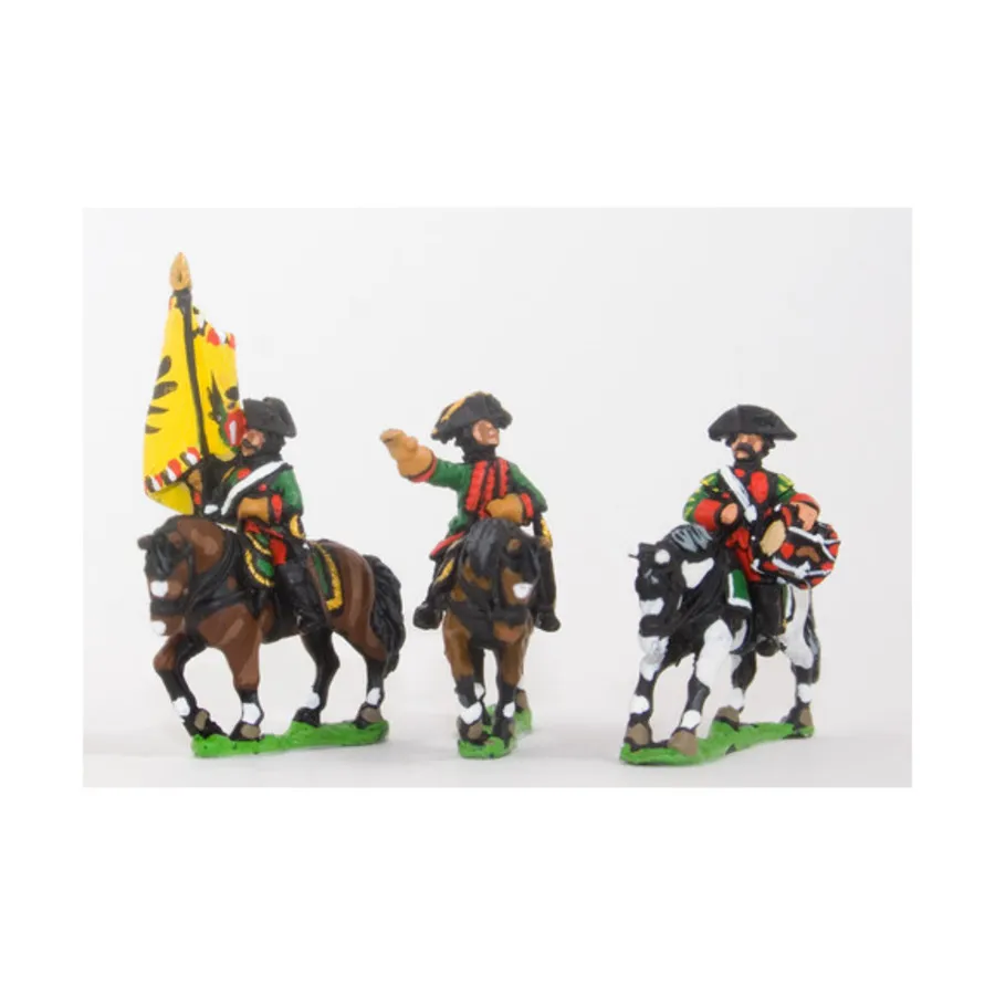 Командный набор — драгунский офицер, знаменосец и барабанщик, Seven Years War Miniatures - Austria (15mm)
Командный набор — драгунский офицер, знаменосец и барабанщик, Seven Years War Miniatures - Austria (15mm)