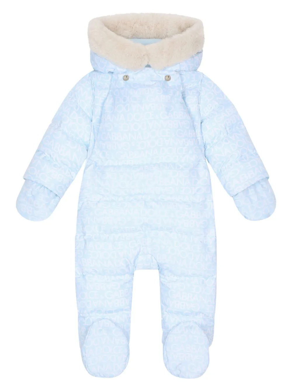 Пуховик с капюшоном и логотипом Dolce & Gabbana Kids, синий 
Пуховик с капюшоном и логотипом Dolce & Gabbana Kids, синий