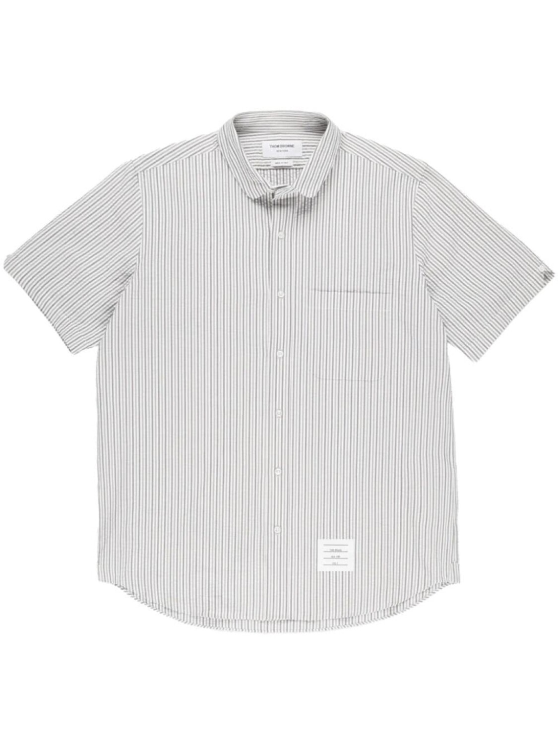 Thom Browne полосатая рубашка из сирсакера, серый
Thom Browne полосатая рубашка из сирсакера, серый