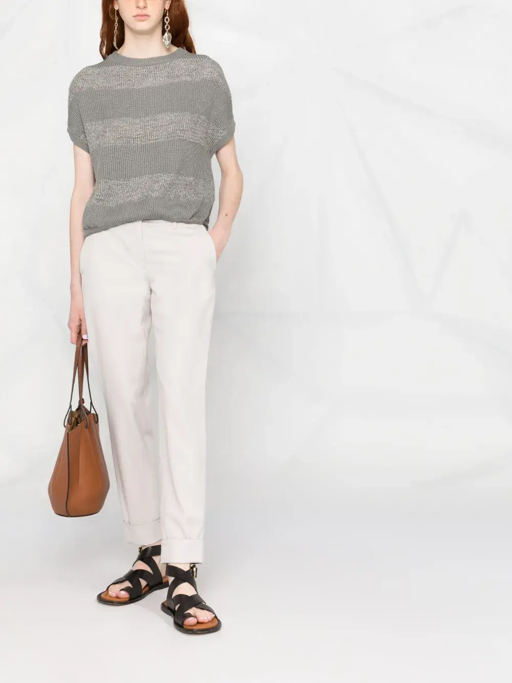 Шерстяные брюки прямого кроя Fabiana Filippi, нейтральный
Шерстяные брюки прямого кроя Fabiana Filippi, нейтральный