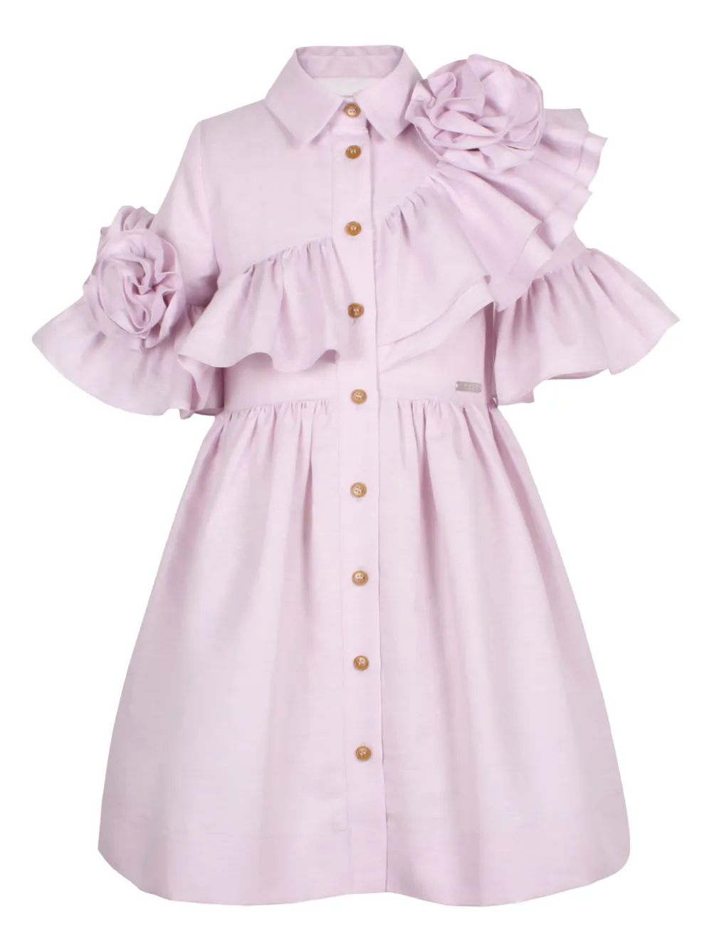 Платье-рубашка с оборками и розовым узором JESSIE AND JAMES KIDS, фиолетовый 
Платье-рубашка с оборками и розовым узором JESSIE AND JAMES KIDS, фиолетовый