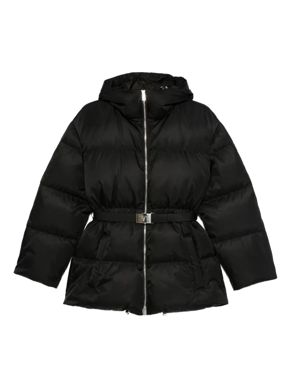 Стеганая куртка с капюшоном и поясом Prada, черный
Стеганая куртка с капюшоном и поясом Prada, черный
