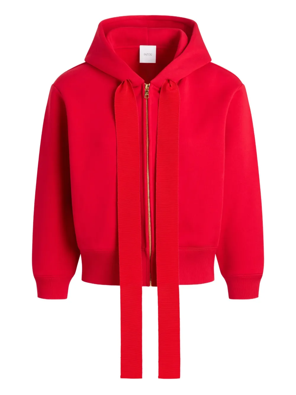 Худи на молнии с вышитым логотипом PATOU, красный 
Худи на молнии с вышитым логотипом PATOU, красный