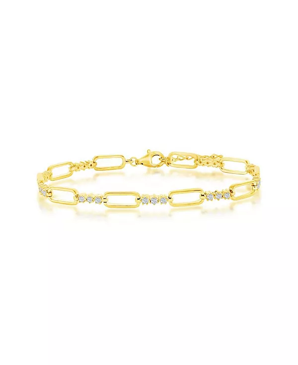 Браслет из стерлингового серебра с чередующимися скрепками и фианитами Simona, gold
Браслет из стерлингового серебра с чередующимися скрепками и фианитами Simona, gold