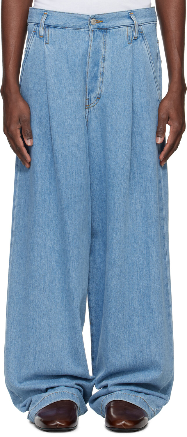 Синие плиссированные джинсы Dries Van Noten, светло-голубой
Синие плиссированные джинсы Dries Van Noten, светло-голубой