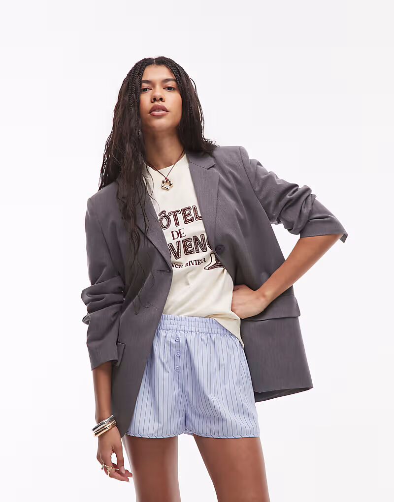 Боксеры-шорты Topshop coord в полоску синего цвета
Боксеры-шорты Topshop coord в полоску синего цвета