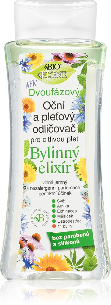 Двухфазная эмульсия для снятия макияжа с области вокруг глаз на основе травяного эликсира Bione Cosmetics, 255 мл
Двухфазная эмульсия для снятия макияжа с области вокруг глаз на основе травяного эликсира Bione Cosmetics, 255 мл