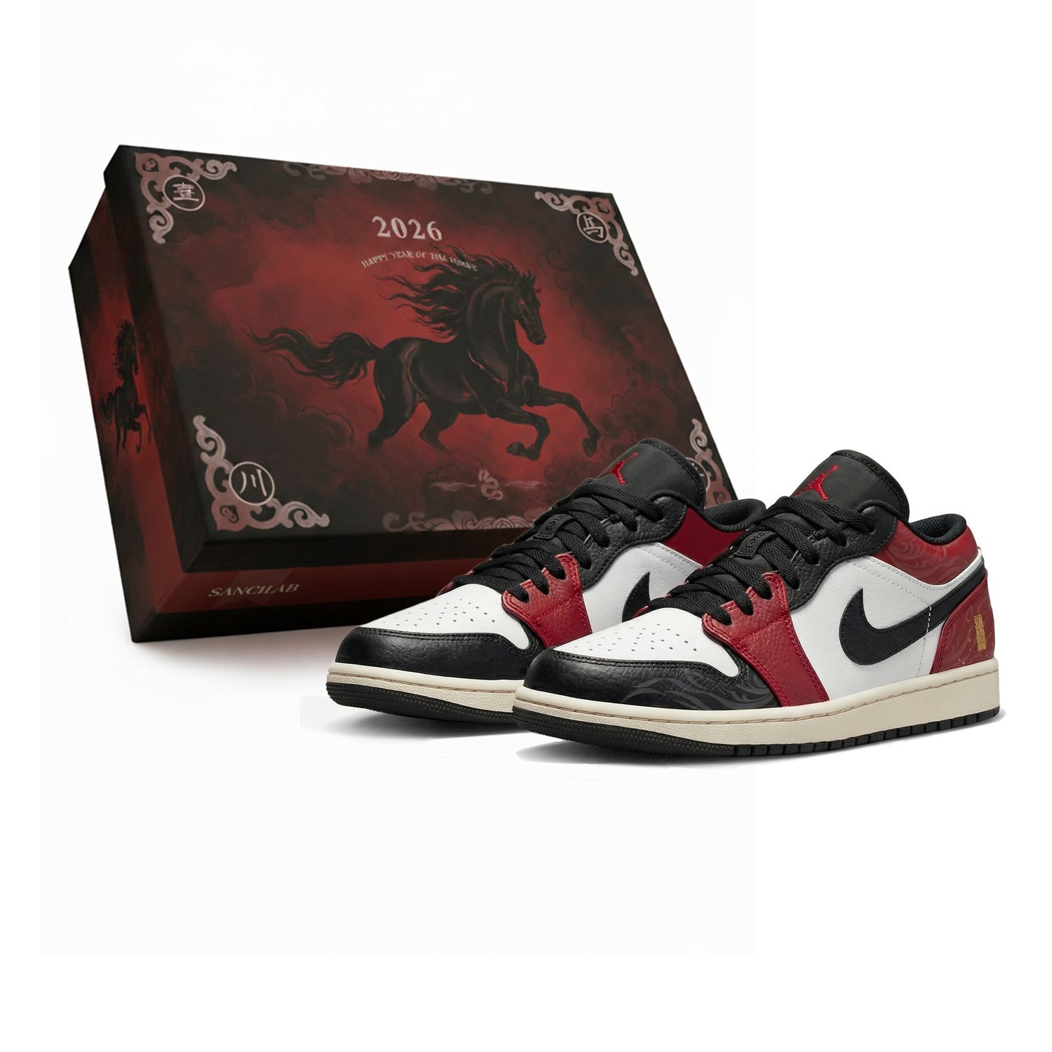 Jordan Air 1 Low CNY Horse Year, Three Times Laboratory, Red Mark Racing Horse, Box Abrasion Resistant Low top
Jordan Air 1 Low CNY Horse Year, Three Times Laboratory, Red Mark Racing Horse, Box Abrasion Resistant Low top