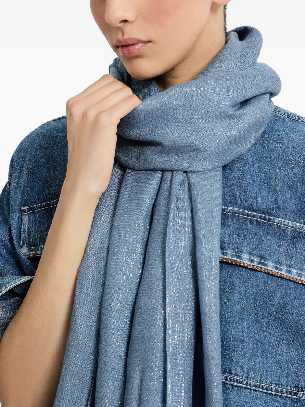 Шарф с бахромой Brunello Cucinelli, синий
Шарф с бахромой Brunello Cucinelli, синий