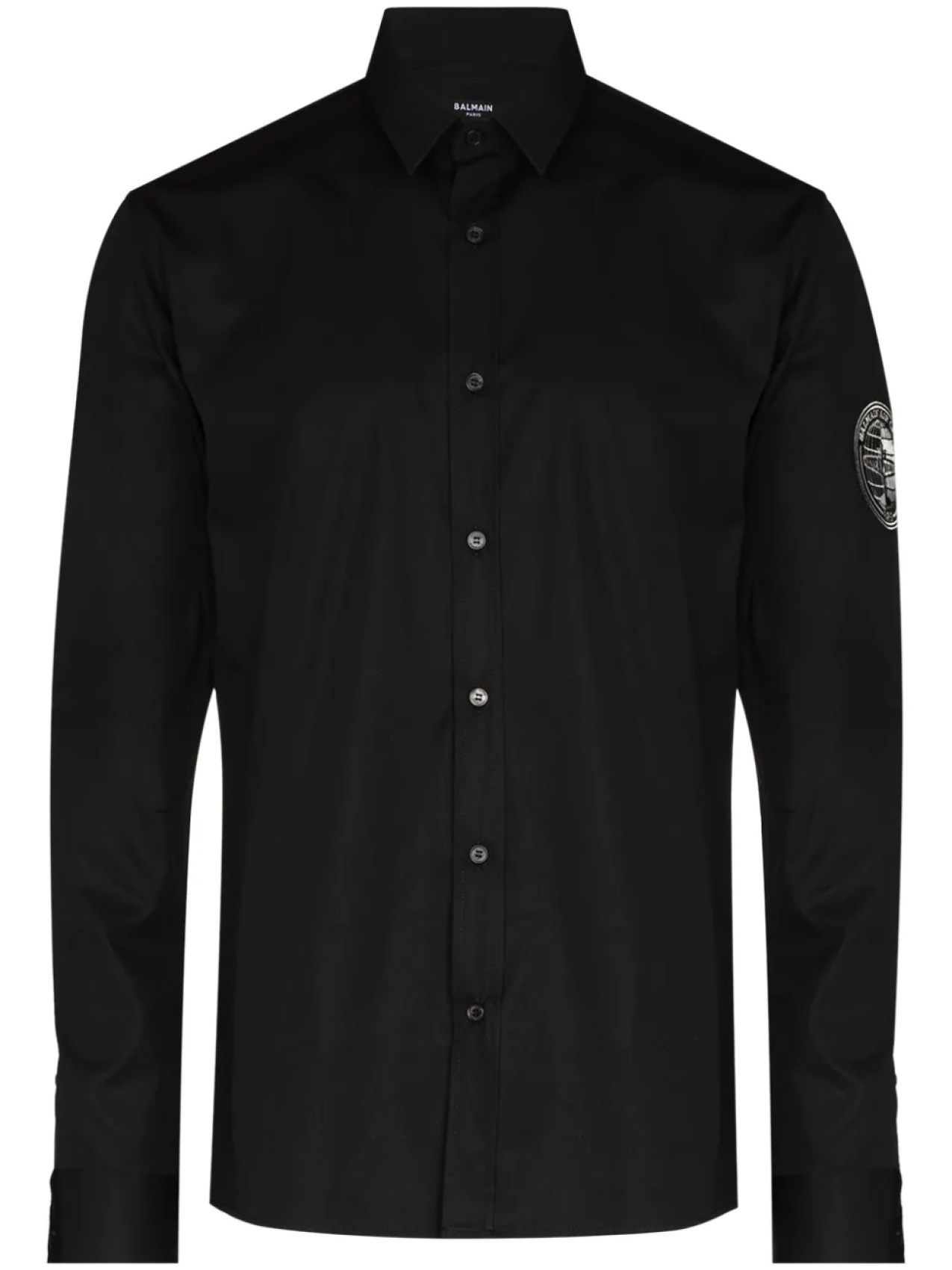 Поплиновая рубашка с нашивкой-логотипом Balmain, черный
Поплиновая рубашка с нашивкой-логотипом Balmain, черный