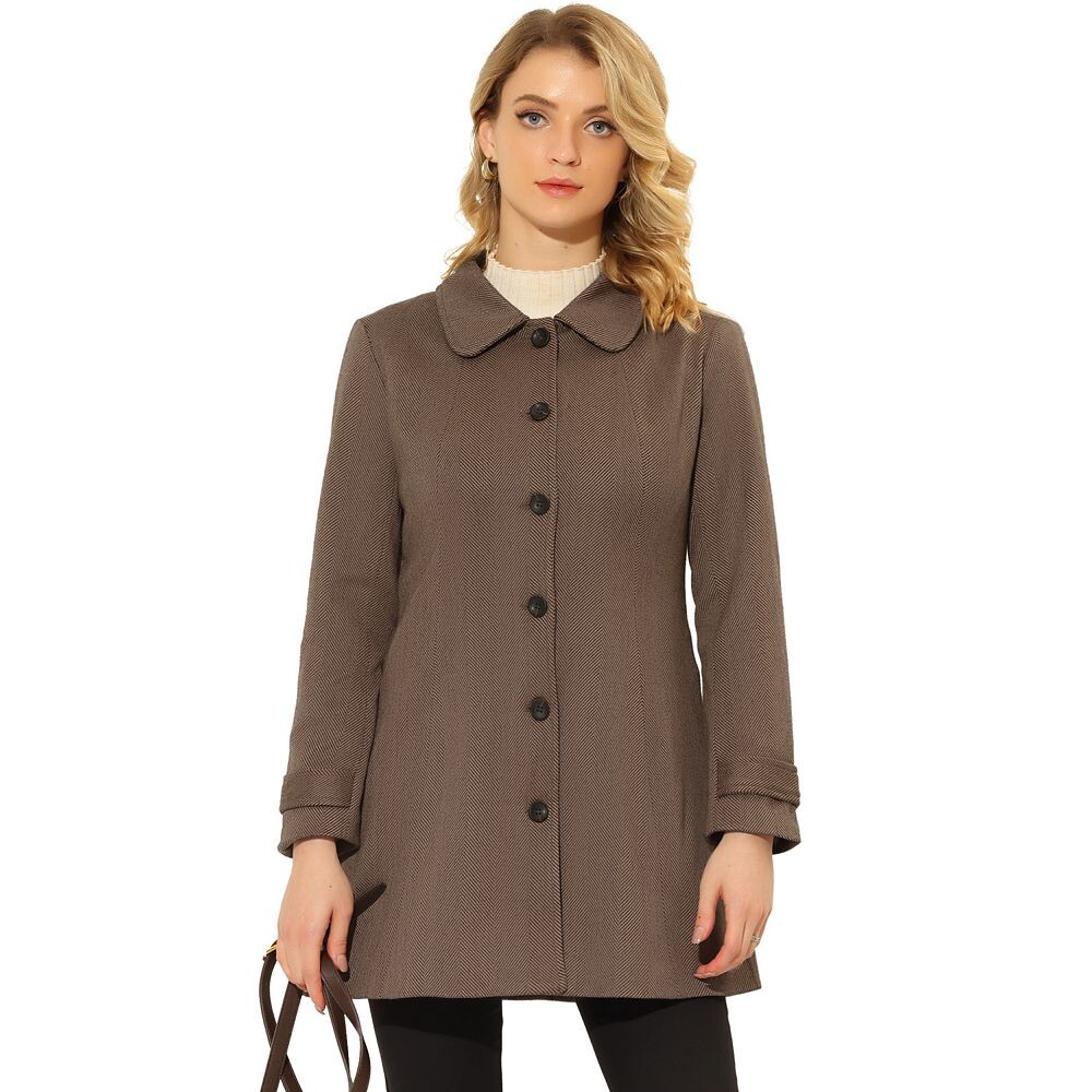 Женское однобортное зимнее пальто с воротником Питера Пэна ALLEGRA K, цвет Coffee, Коричневый, Женское однобортное зимнее пальто с воротником Питера Пэна ALLEGRA K, цвет Coffee
Женское однобортное зимнее пальто с воротником Питера Пэна ALLEGRA K, цвет Coffee, Коричневый, Женское однобортное зимнее пальто с воротником Питера Пэна ALLEGRA K, цвет Coffee