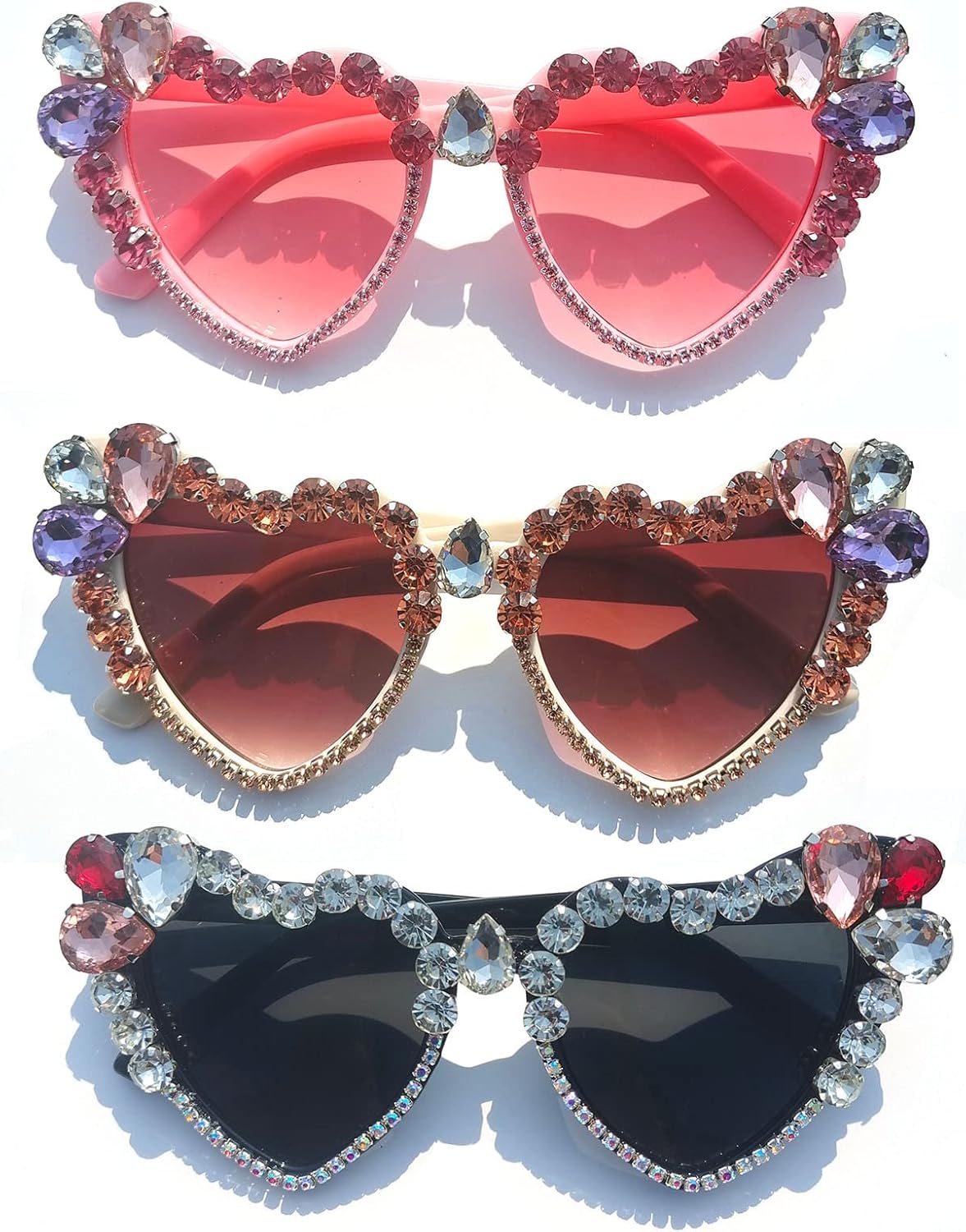 Солнцезащитные очки Willochra в форме сердца со стразами, модные женские солнцезащитные очки с бриллиантовым блеском для вечеринки, хрустальные очки, 3pcs-black White&pink&brwon
Солнцезащитные очки Willochra в форме сердца со стразами, модные женские солнцезащитные очки с бриллиантовым блеском для вечеринки, хрустальные очки, 3pcs-black White&pink&brwon