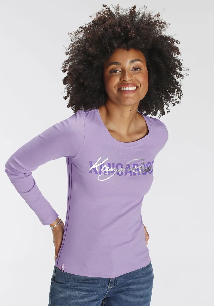 KangaROOS свернутая рубашка с длинными рукавами и классным принтом с логотипом, фиолетовый 
KangaROOS свернутая рубашка с длинными рукавами и классным принтом с логотипом, фиолетовый