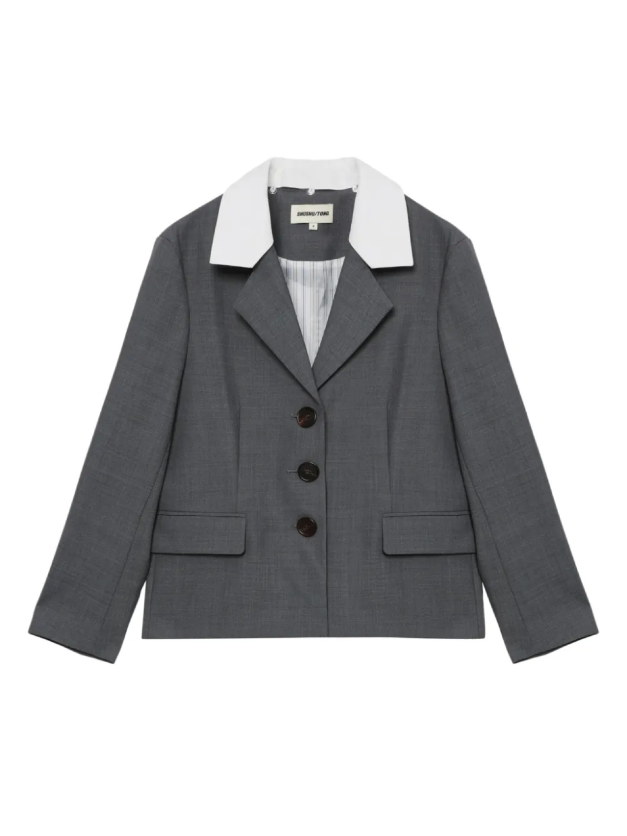 Пиджак с контрастными лацканами SHUSHU/TONG, серый
Пиджак с контрастными лацканами SHUSHU/TONG, серый