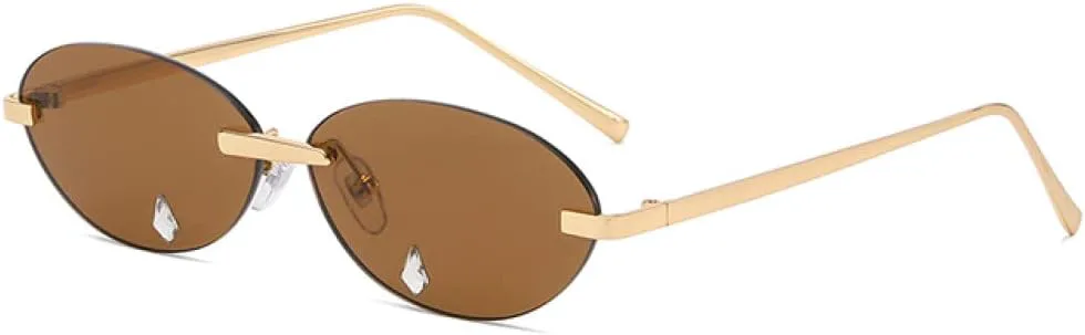 Женские солнцезащитные очки без оправы, винтажные ретро, маленькие овальные очки, женские очки со стразами, защита от ультрафиолета UV400 LANGSER, Brown
Женские солнцезащитные очки без оправы, винтажные ретро, маленькие овальные очки, женские очки со стразами, защита от ультрафиолета UV400 LANGSER, Brown