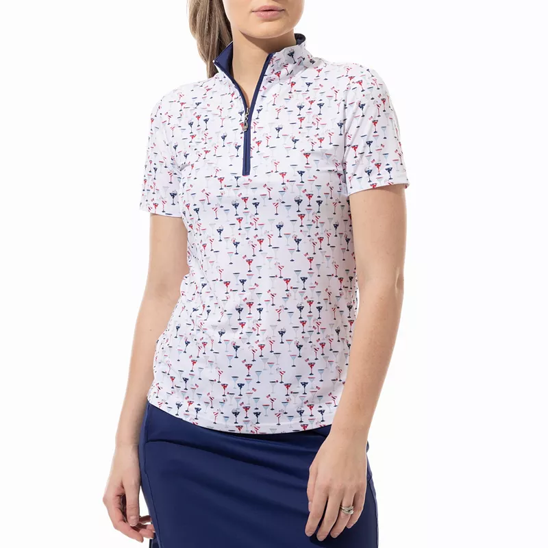 SanSoleil Женская рубашка-поло для гольфа с короткими рукавами и воротником-стойкой с принтом, цвет Liberty
SanSoleil Женская рубашка-поло для гольфа с короткими рукавами и воротником-стойкой с принтом, цвет Liberty