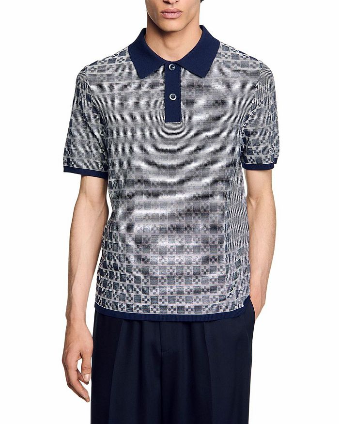 Поло с жаккардовым узором Square Cross Sandro, синий
Поло с жаккардовым узором Square Cross Sandro, синий