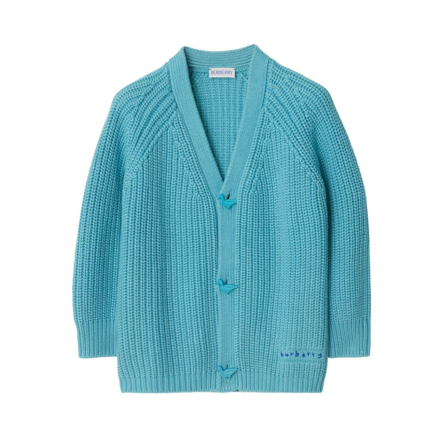 Кардиган с V-образным вырезом и вышивкой логотипа Burberry Kids, синий
Кардиган с V-образным вырезом и вышивкой логотипа Burberry Kids, синий