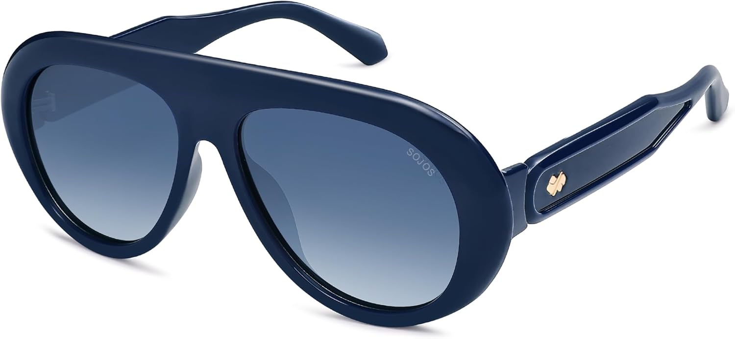 SOJOS Модные солнцезащитные очки-авиаторы увеличенного размера с поляризацией, для женщин и мужчин, в стиле ретро-винтаж 70-х, с защитой от УФ-излучения, модель SJ2390, Navy Blue/Blue Grading
SOJOS Модные солнцезащитные очки-авиаторы увеличенного размера с поляризацией, для женщин и мужчин, в стиле ретро-винтаж 70-х, с защитой от УФ-излучения, модель SJ2390, Navy Blue/Blue Grading