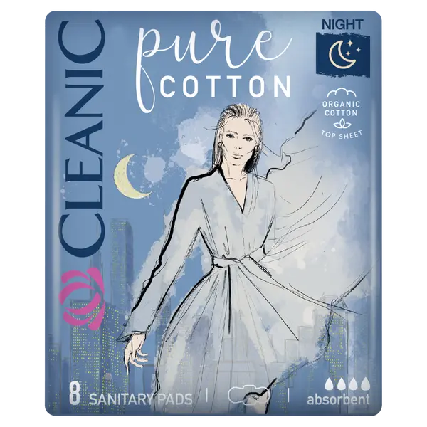 Ночные гигиенические прокладки, 8 шт./1 упаковка. Cleanic Pure cotton night
Ночные гигиенические прокладки, 8 шт./1 упаковка. Cleanic Pure cotton night