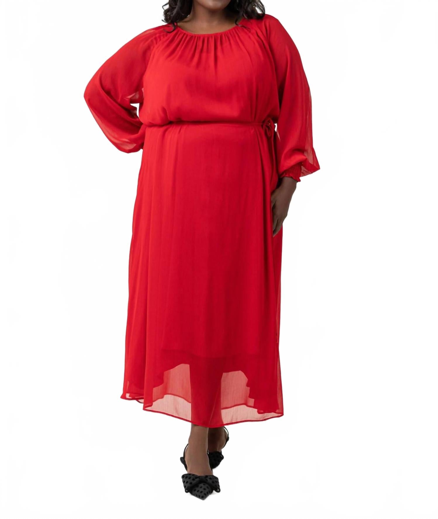 Длинное платье с рукавами из жоржета - плюс размер в красном цвете Mat fashion
Длинное платье с рукавами из жоржета - плюс размер в красном цвете Mat fashion