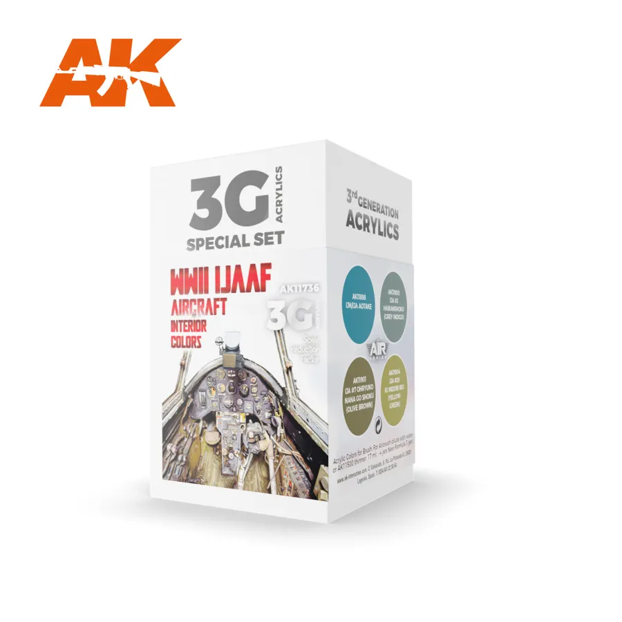 Цвета салона самолета IJAAF времен Второй мировой войны, 3rd Gen Acrylic Special Set
Цвета салона самолета IJAAF времен Второй мировой войны, 3rd Gen Acrylic Special Set