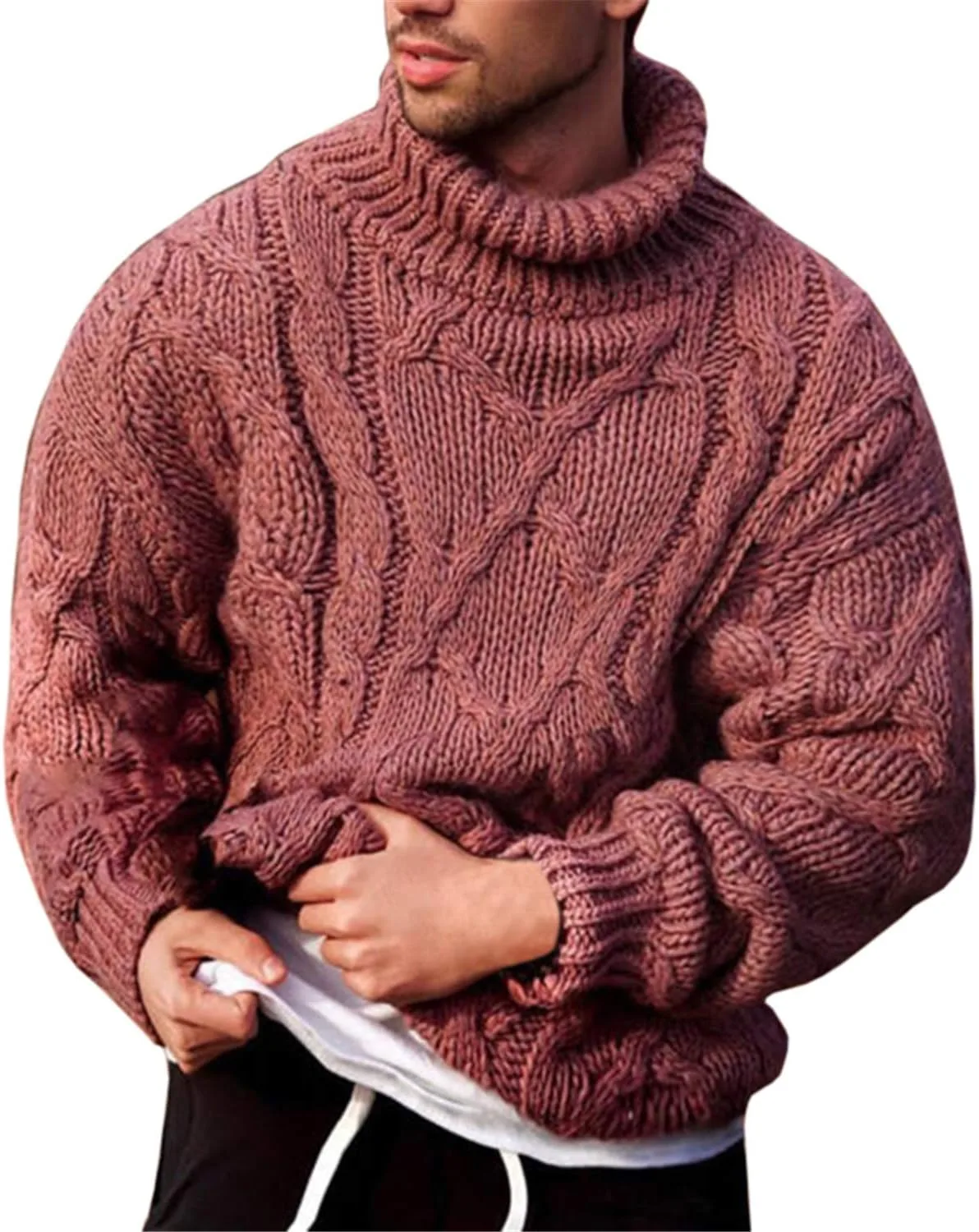 Мужской свитер-водолазка с кабельным узором Vdnerjg
Мужской свитер-водолазка с кабельным узором Vdnerjg