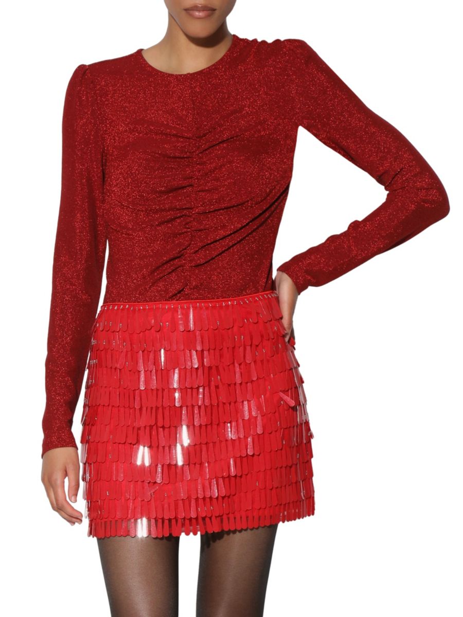 Топ Justine Shimmer с рюшами Walter Baker, цвет Shimmer Red 
Топ Justine Shimmer с рюшами Walter Baker, цвет Shimmer Red