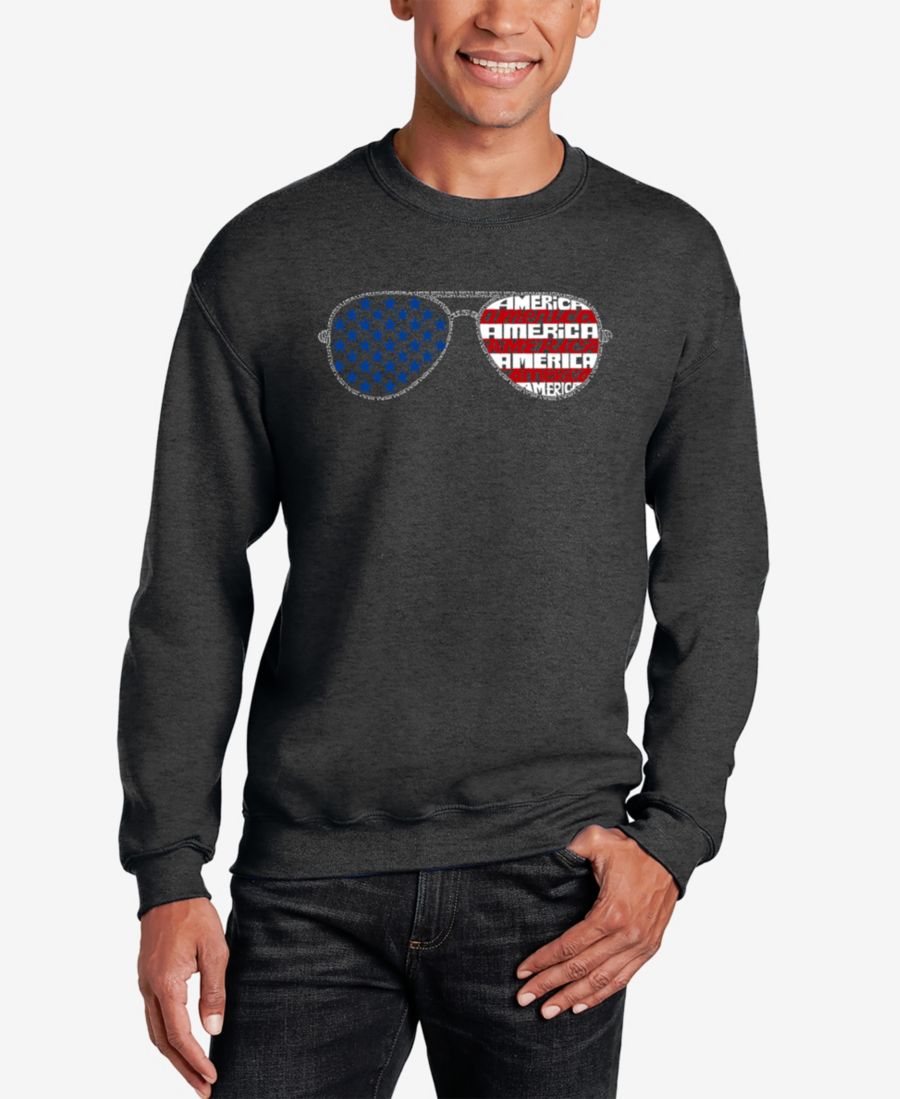 Мужская толстовка с круглым вырезом и надписью "Солнцезащитные очки в американском стиле" LA Pop Art, Dark gray
Мужская толстовка с круглым вырезом и надписью "Солнцезащитные очки в американском стиле" LA Pop Art, Dark gray