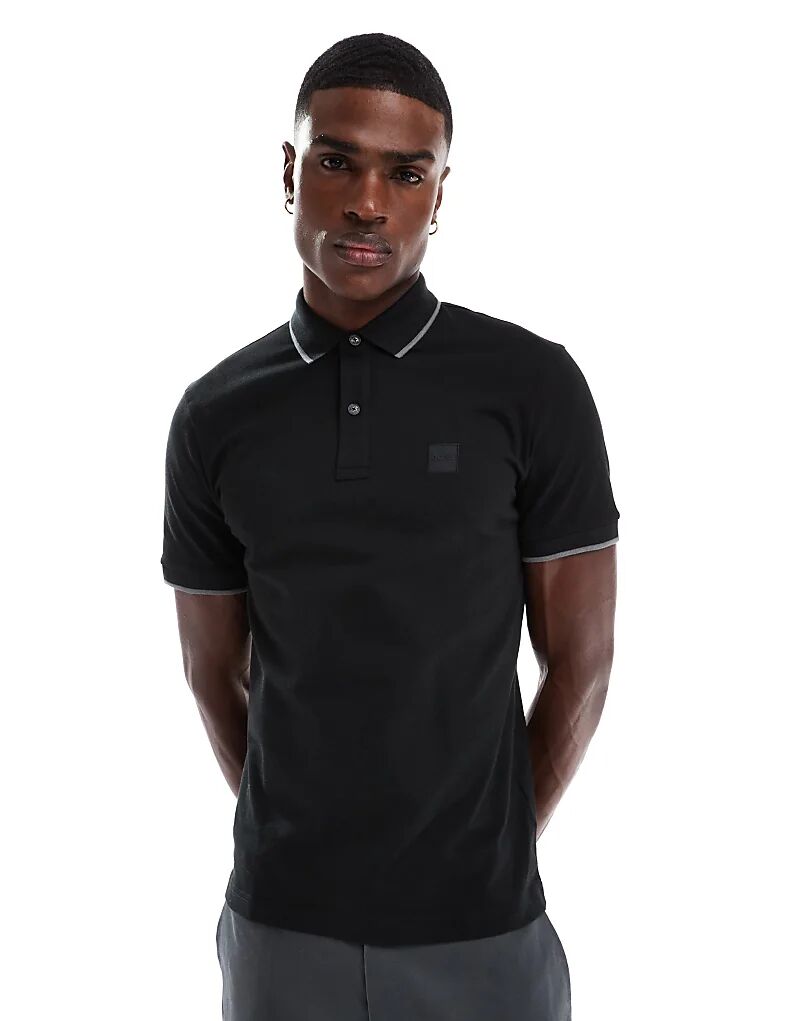 Поло BOSS Orange Passertip icon logo облегающего кроя с кантом из пике черного цвета
Поло BOSS Orange Passertip icon logo облегающего кроя с кантом из пике черного цвета