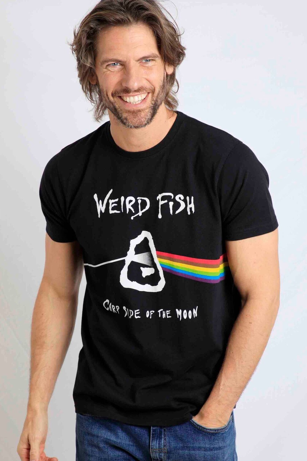 Футболка с изображением карпа и органическим художником Weird Fish, черный