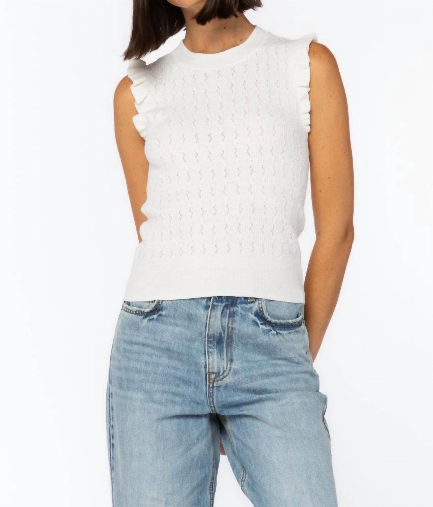 Майка-свитер с оборками белого цвета Velvet Heart
Майка-свитер с оборками белого цвета Velvet Heart