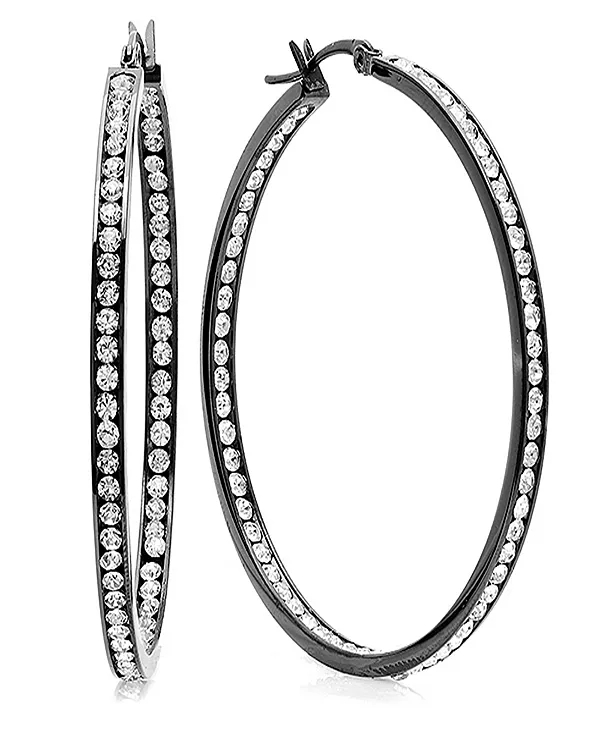 Женские серьги-кольца из нержавеющей стали с имитацией бриллиантов внутри и снаружи Steeltime, black
Женские серьги-кольца из нержавеющей стали с имитацией бриллиантов внутри и снаружи Steeltime, black