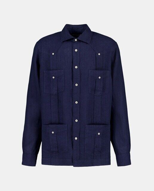 Однотонная рубашка гуаябера с длинными рукавами Emidio Tucci, темно-синий
Однотонная рубашка гуаябера с длинными рукавами Emidio Tucci, темно-синий