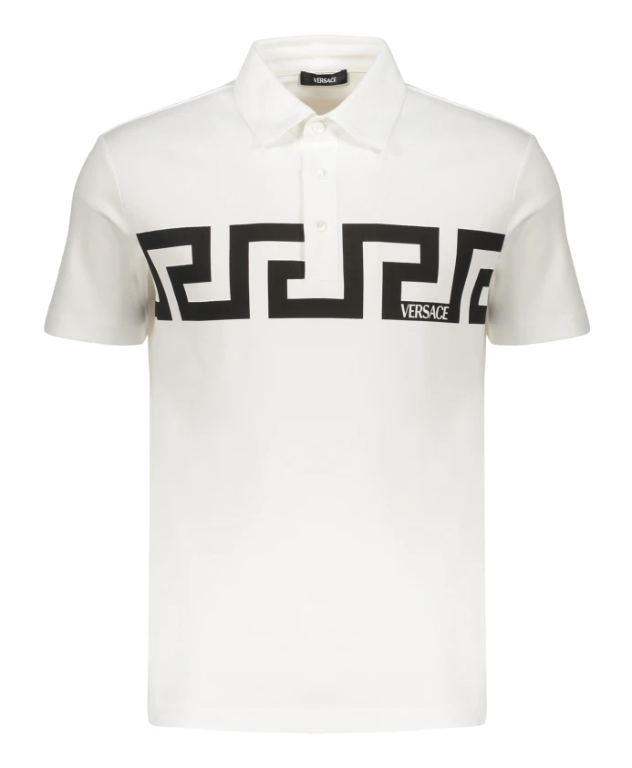 Хлопковая рубашка-поло с длинным принтом Versace, белый
Хлопковая рубашка-поло с длинным принтом Versace, белый