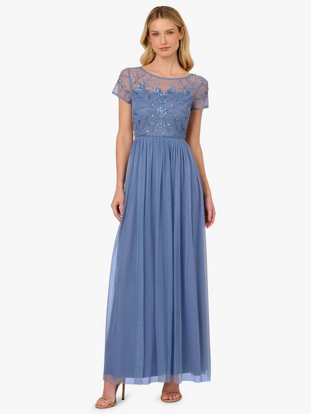 Студийное платье макси с гофрированной сеткой из бисера Adrianna Papell, светло-синий
Студийное платье макси с гофрированной сеткой из бисера Adrianna Papell, светло-синий