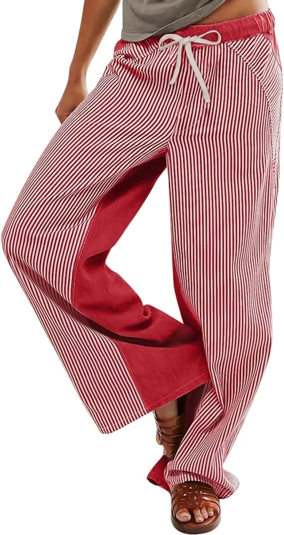 Женские полосатые брюки с низкой посадкой casual на шнурке
Женские полосатые брюки с низкой посадкой casual на шнурке