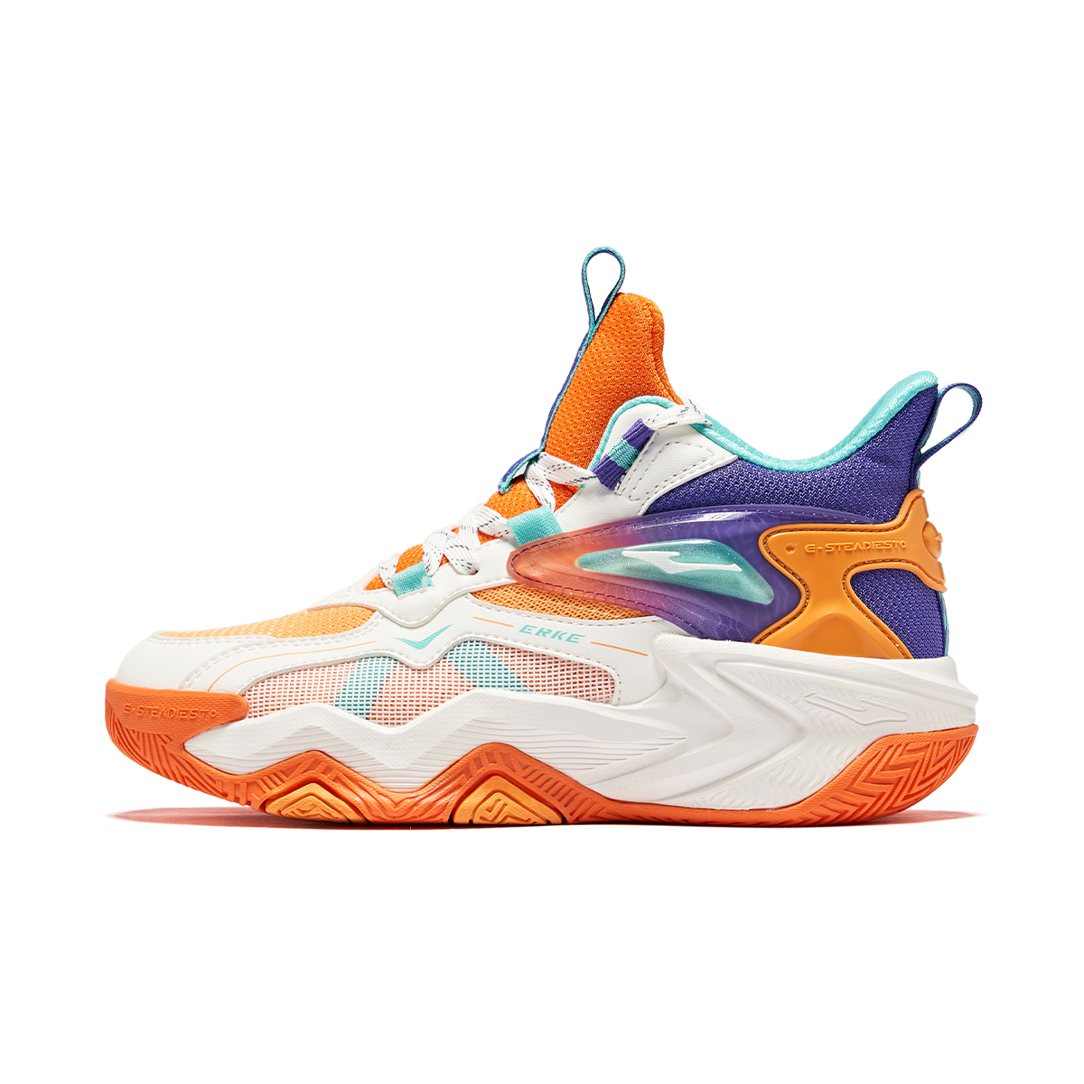 ERKE KIDS Баскетбольные кроссовки с амортизацией, износостойкие, с микрокристаллической подошвой, белые/восковые, оранжевые, детские 
ERKE KIDS Баскетбольные кроссовки с амортизацией, износостойкие, с микрокристаллической подошвой, белые/восковые, оранжевые, детские