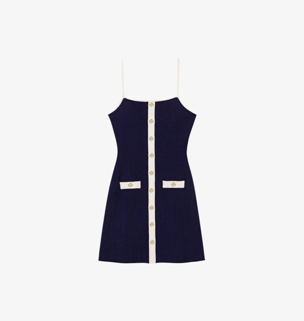 Трикотажное мини-платье с контрастной отделкой в рубчик Maje, синий
Трикотажное мини-платье с контрастной отделкой в рубчик Maje, синий