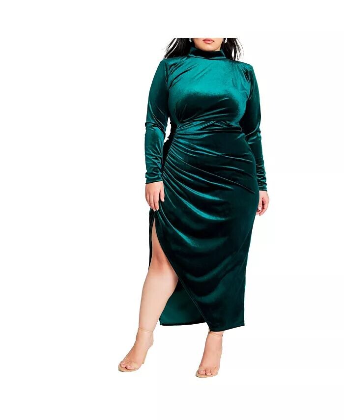 Женское бархатное платье больших размеров с вырезом под горло и разрезом ELOQUII, зеленый
Женское бархатное платье больших размеров с вырезом под горло и разрезом ELOQUII, зеленый